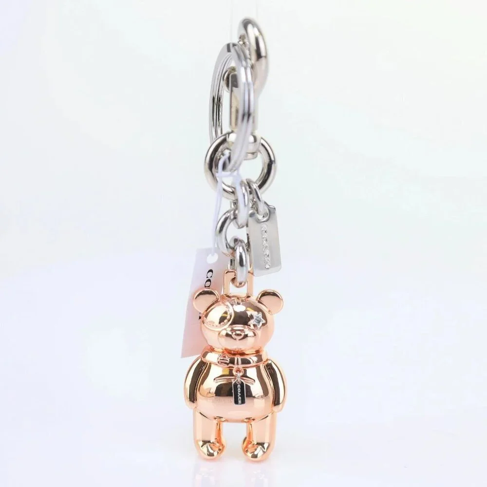 COACH Collectable 3D Rose Gold Coach Mascot Bear Charm / Key Chain NWT